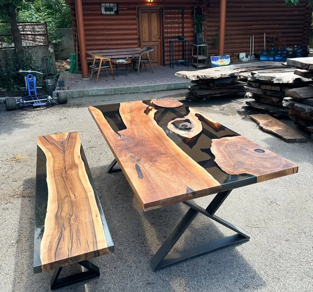 Epoxy Table And Bench Set